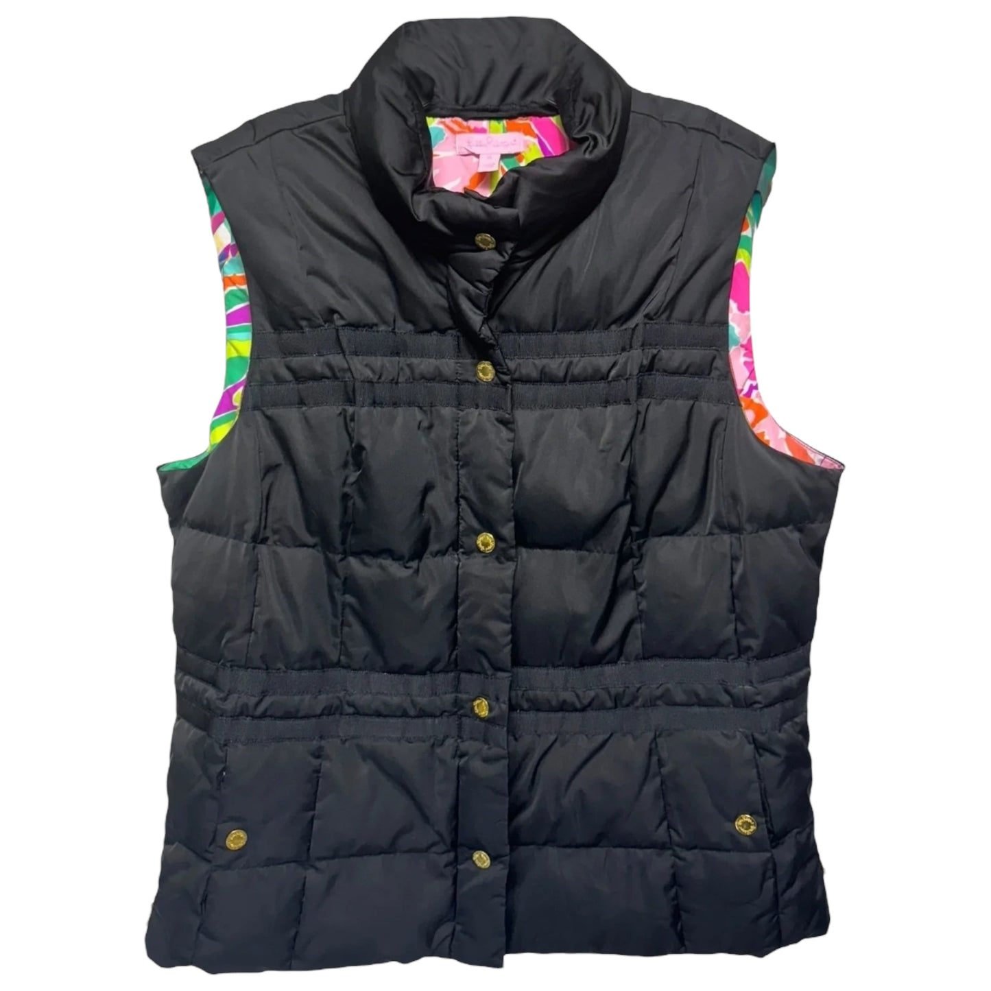 Kate Puffer Vest Designer By Lilly Pulitzer In Black, Size: XL