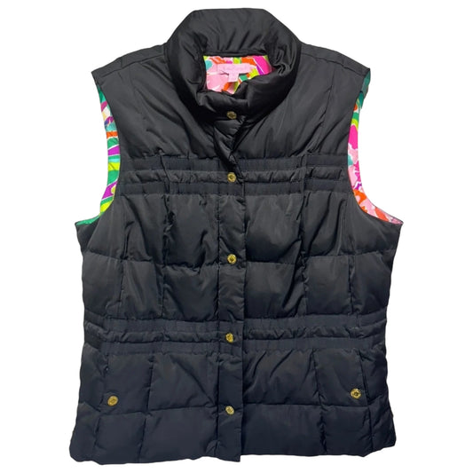 Kate Puffer Vest Designer By Lilly Pulitzer In Black, Size: XL