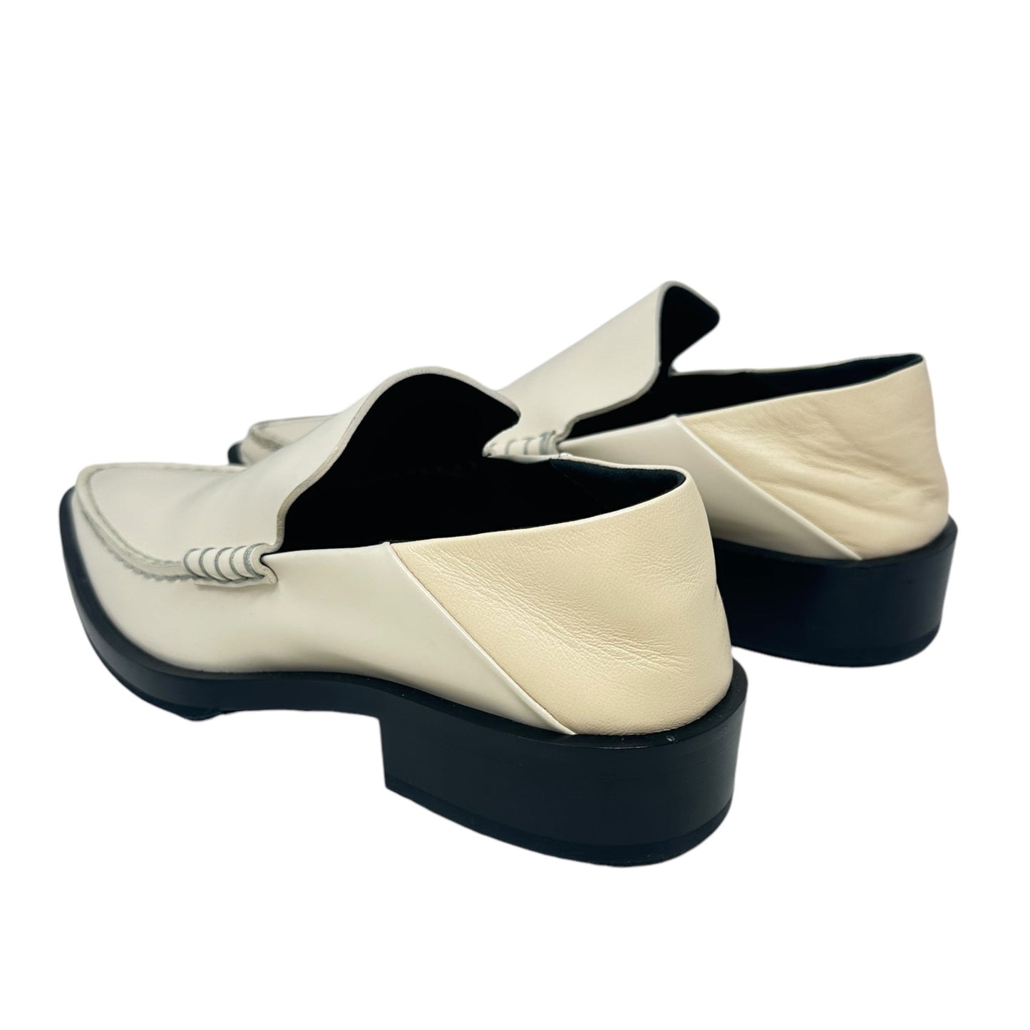Moccasino Pointed Toe Leather Loafers Luxury Designer By Jil Sander In Bone, Size: 6