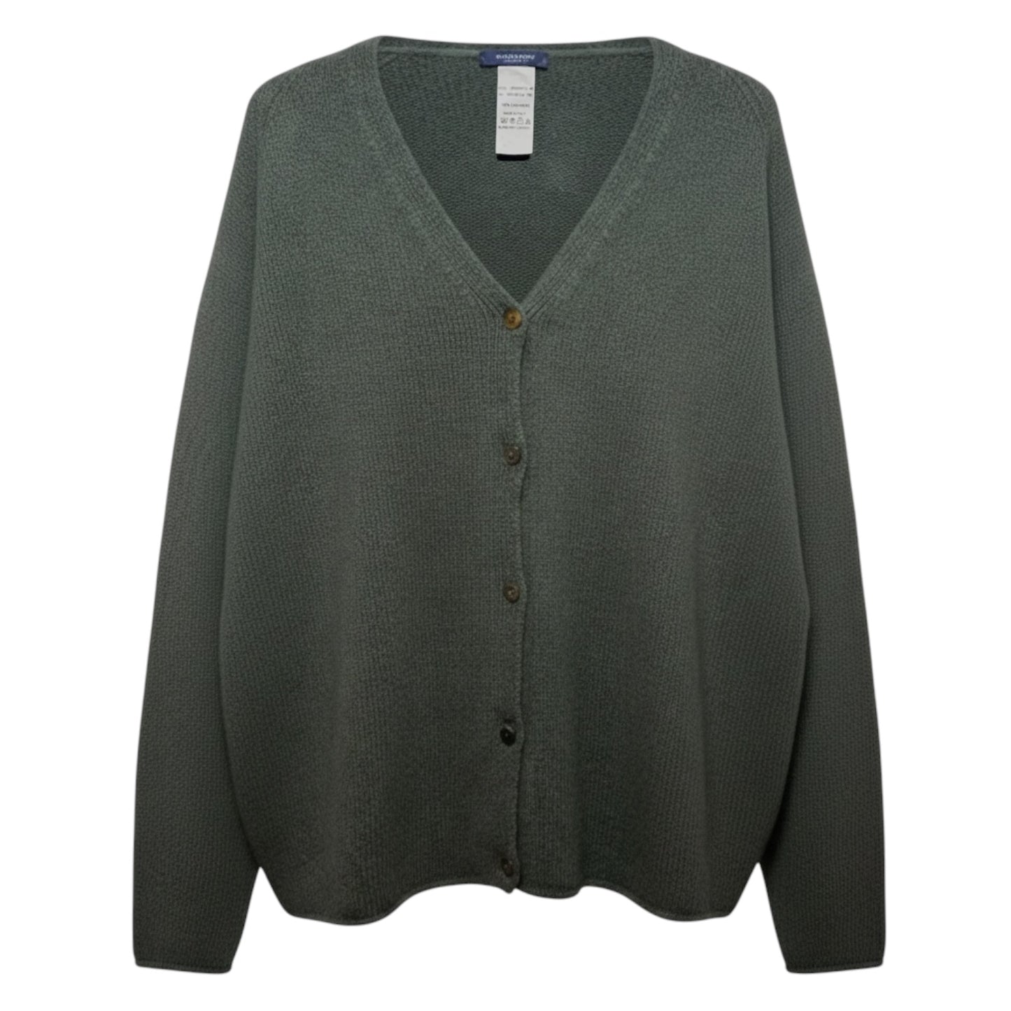 Vintage 100% Cashmere Sweater Cardigan Luxury Designer By Burberry In Green, Size: 14 (46)