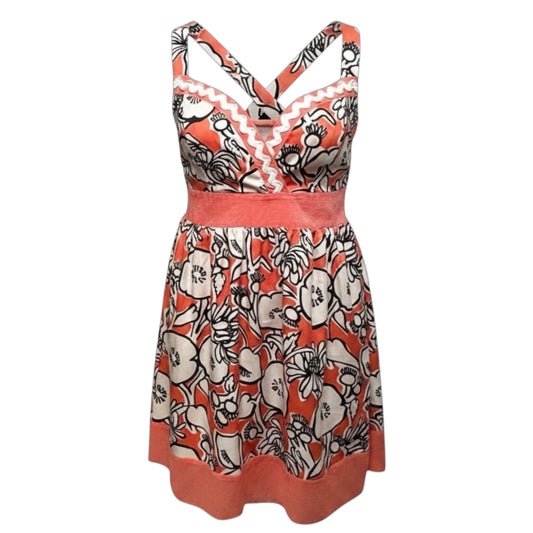 Cotton Silk Dress Casual Short By Nick And Mo In Floral Print, Size: M