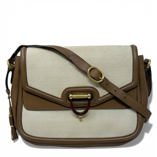 Canvas & Leather Derby Shoulder Bag Luxury Designer By Gucci, Size: Medium