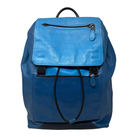 Manhattan Leather Backpack Designer By Coach, Size: Large
