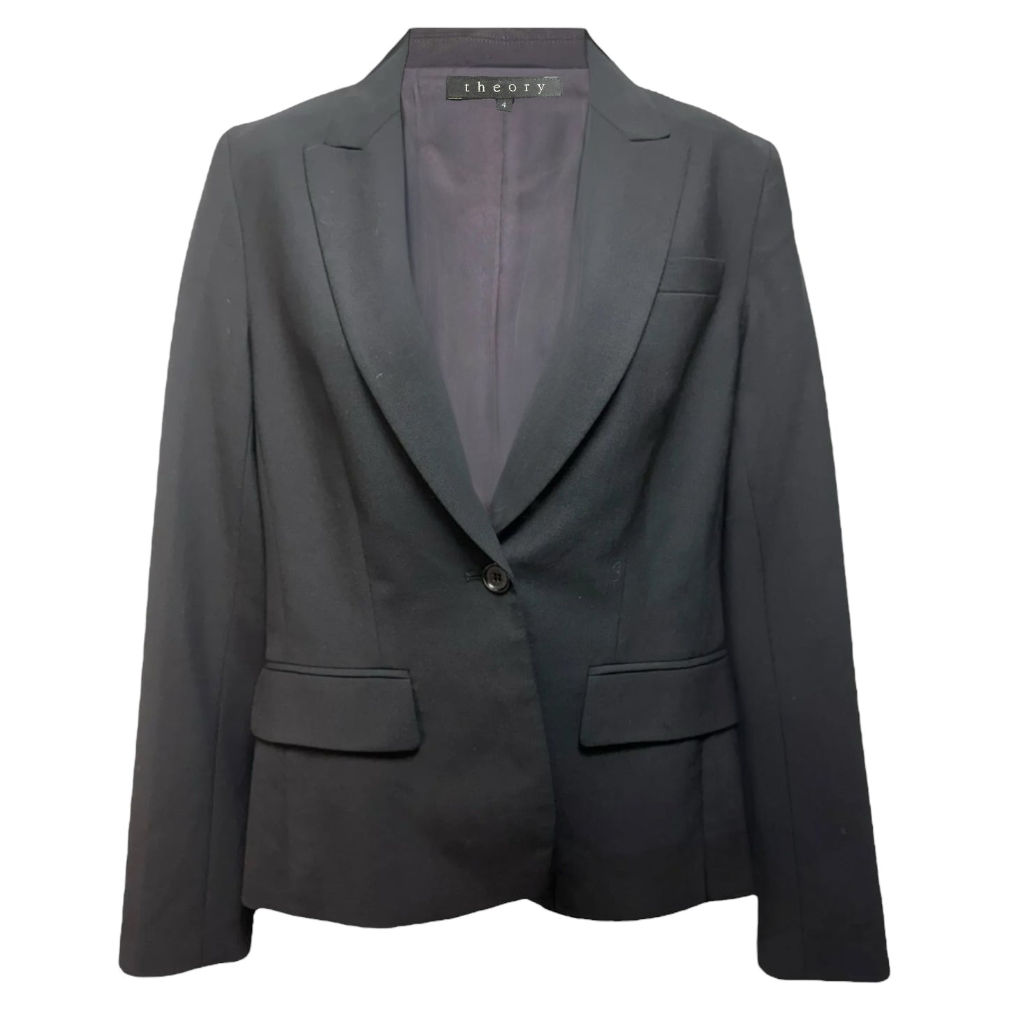 Wool Blazer By Theory In Black, Size: 4