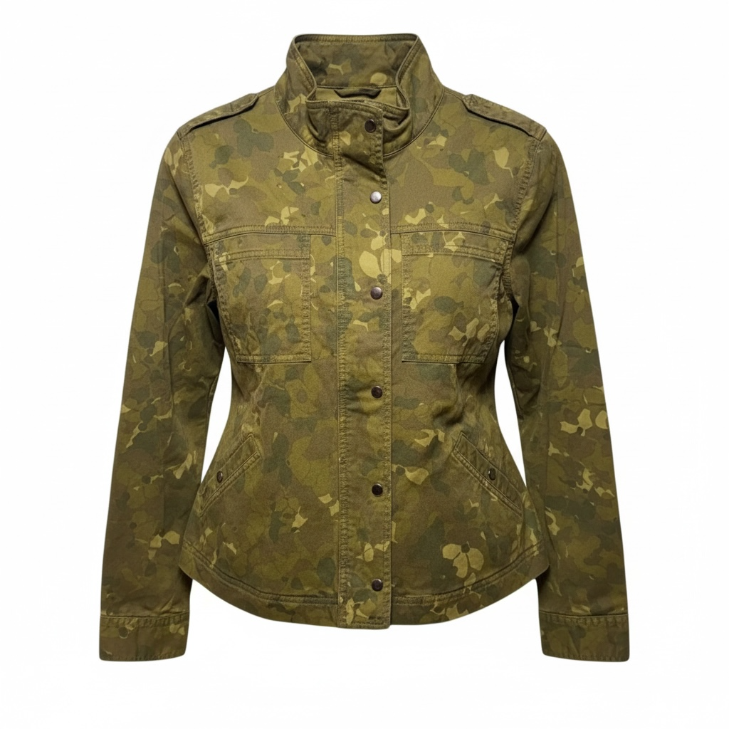 Organic-Cotton Utility Jacket By Garnet Hill In Camouflage Pattern, Size: 4