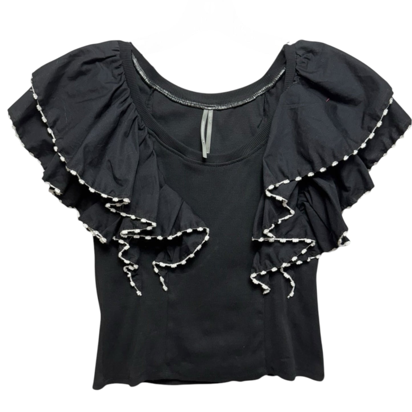 Oversized Ruffles Top By Anthropologie In Black, Size: S