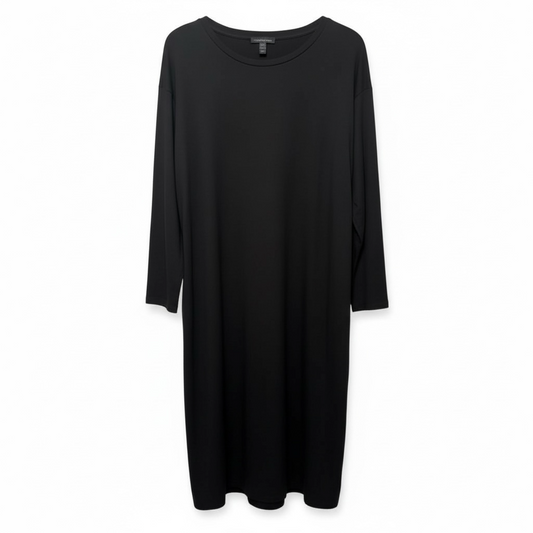 Stretch Jersey Knit Crew Neck Dress By Eileen Fisher In Black, Size: Mp