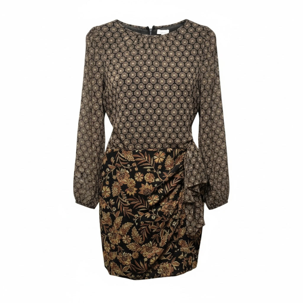 Amber Paisley Print Mini Dress Designer By Misa In Brown, Size: 6