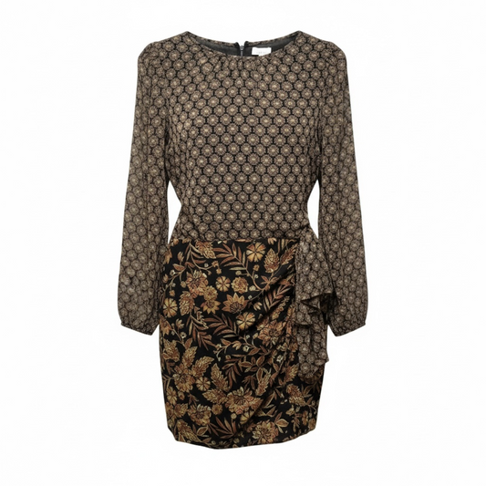 Amber Paisley Print Mini Dress Designer By Misa In Brown, Size: 6