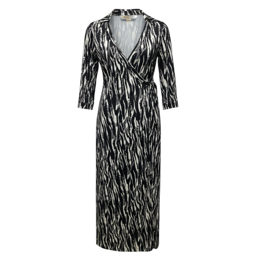 Abigail Silk Jersey Wrap Dress Designer By Diane Von Furstenberg In Black & White, Size: 8