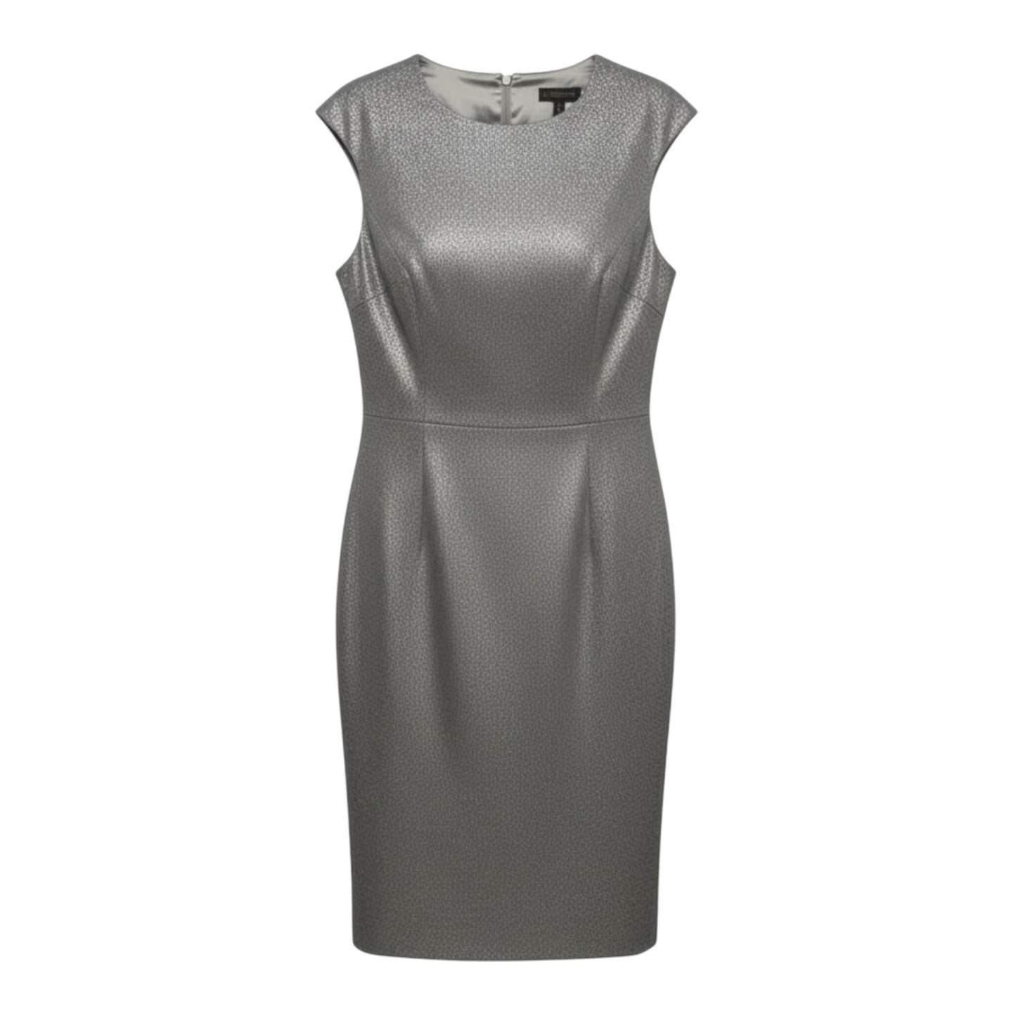 Metallic Wool Blend Dress Party Midi By Brooks Brothers In Silver, Size: 6