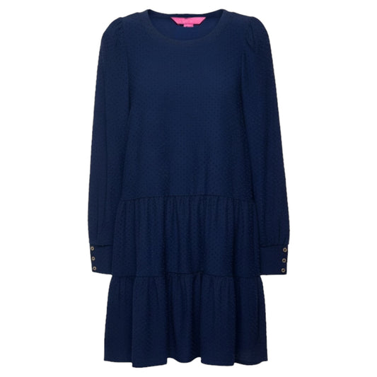 Arlette Long Sleeve Swing Dress Designer By Lilly Pulitzer In High Tide Navy, Size: XS