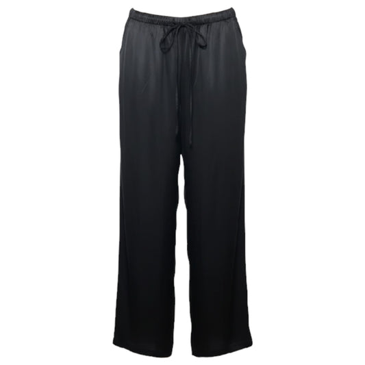 100% Washable Silk Drawstring Wide Leg Pants By Quince In Black, Size: L