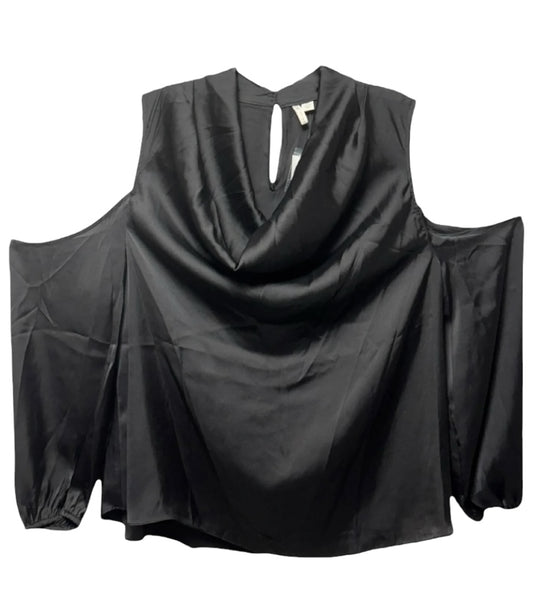 Cowl Neck Cold Shoulder Blouse By Cato In Black, Size: XL