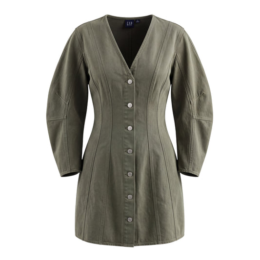 Barrel Sleeve Denim Mini Dress By Gap In Green, Size: XS