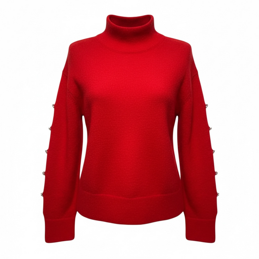 Cropped Open Sleeve Heart Rhinestone Embellished Sweater By Atelier & Other Stories In Red, Size: M