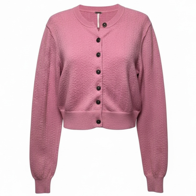 Sweet Nothing Cropped Cardigan Sweater By Free People In Pink, Size: S