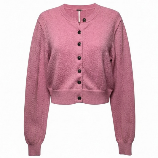Sweet Nothing Cropped Cardigan Sweater By Free People In Pink, Size: S