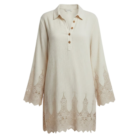Jiada Gauze Tunic By Soft Surroundings In Cream, Size: L