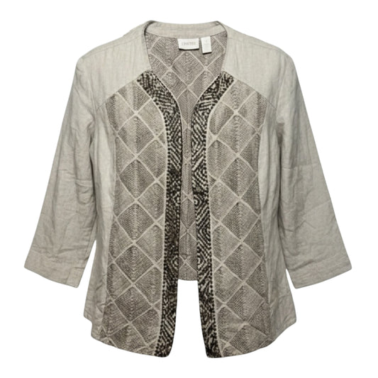 Astonishing Artisan Pattern Linen Jacket Other By Chicos In Beige, Size: XL