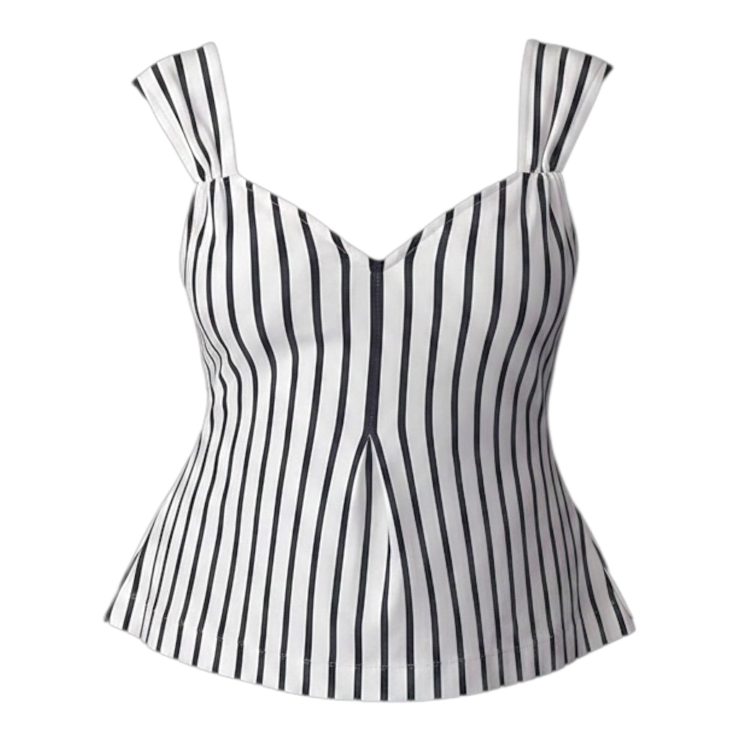 V-Neck Fit-and-Flare Tank By Maeve In Striped Pattern, Size: L