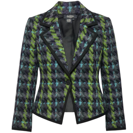 Houndstooth Tweed Blazer By Peck And Peck In Multi-colored, Size: 2