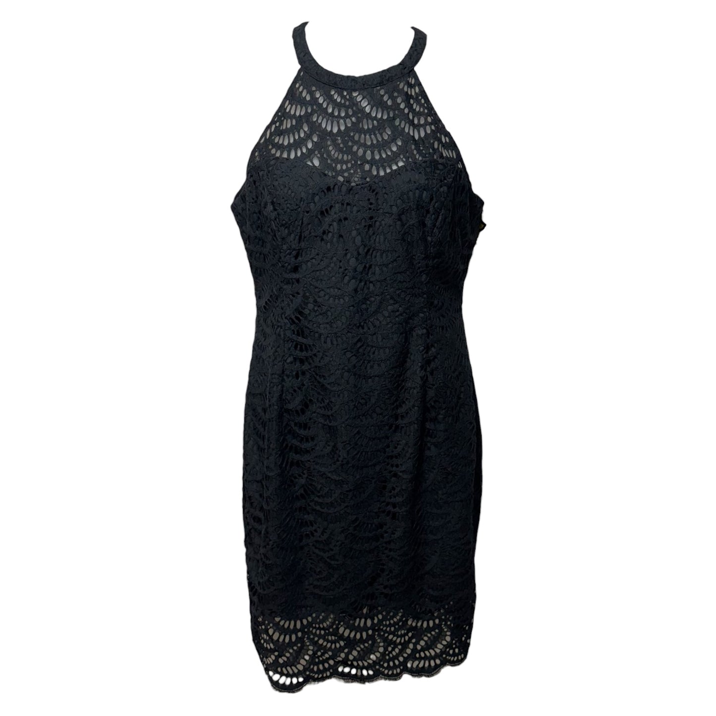 Kenna Lace Sheath Dress Designer By Lilly Pulitzer In Onyx Scalloped Fan Lace, Size: M ESTIMATED