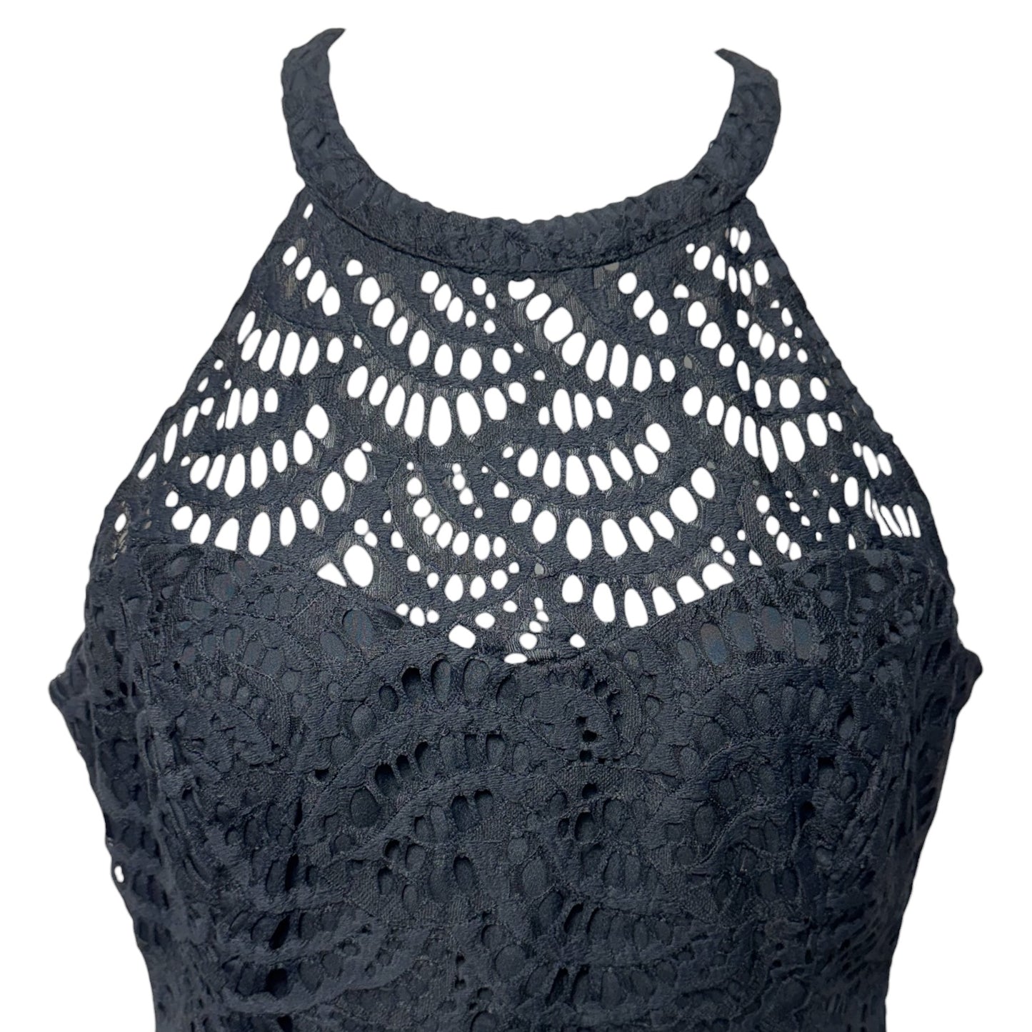 Kenna Lace Sheath Dress Designer By Lilly Pulitzer In Onyx Scalloped Fan Lace, Size: M ESTIMATED