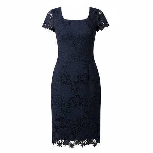 Marta Dress Designer By Lilly Pulitzer In True Navy Truly Floral Lace, Size: 6