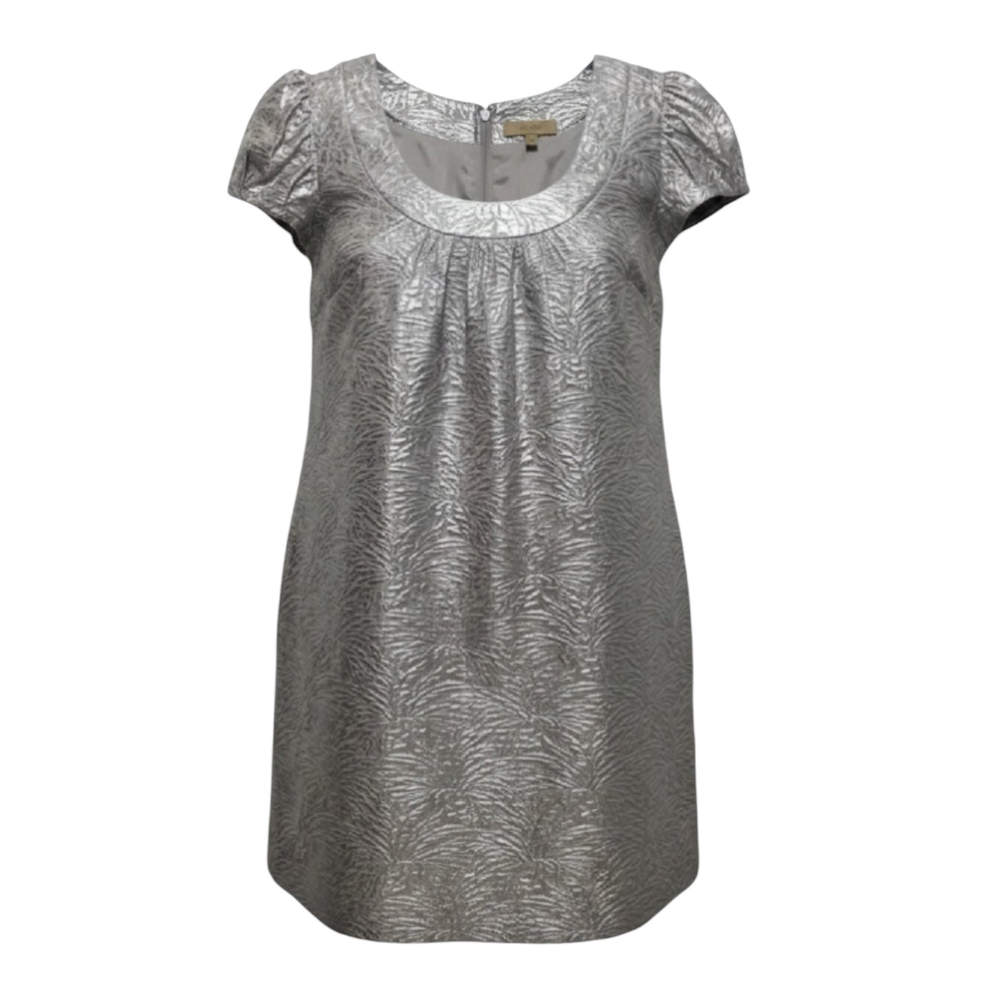 Metallic Jacquard Mini Dress By Ali Ro In Silver, Size: 12