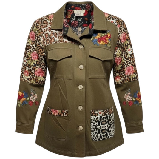 Animal Print Patchwork Jacket By Tru Luxe Jeans In Multi-colored, Size: S