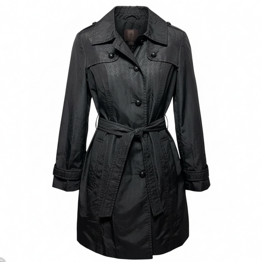 Belted Trench Coat By Anne Klein In Black, Size: M