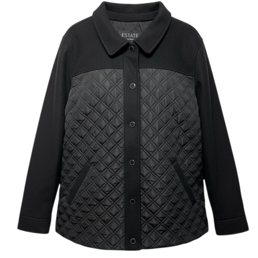 Estate Mixed Media Quilted Jacket By Isaac Mizrahi Live QVC In Black, Size: XL