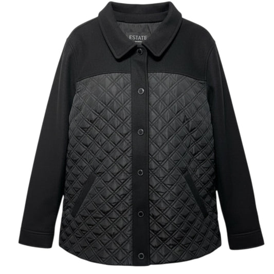 Estate Mixed Media Quilted Jacket By Isaac Mizrahi Live QVC In Black, Size: XL