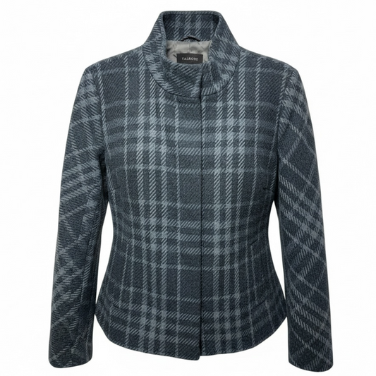 Wool Blend Plaid Jacket By Talbots In Multi-colored, Size: 14