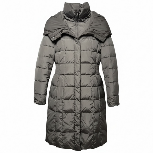 Bib Insert Down & Feather Fill Coat By Cole-haan In Grey, Size: M