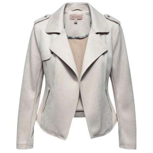 Faux Suede Moto Jacket By Philosophy In Pink, Size: M