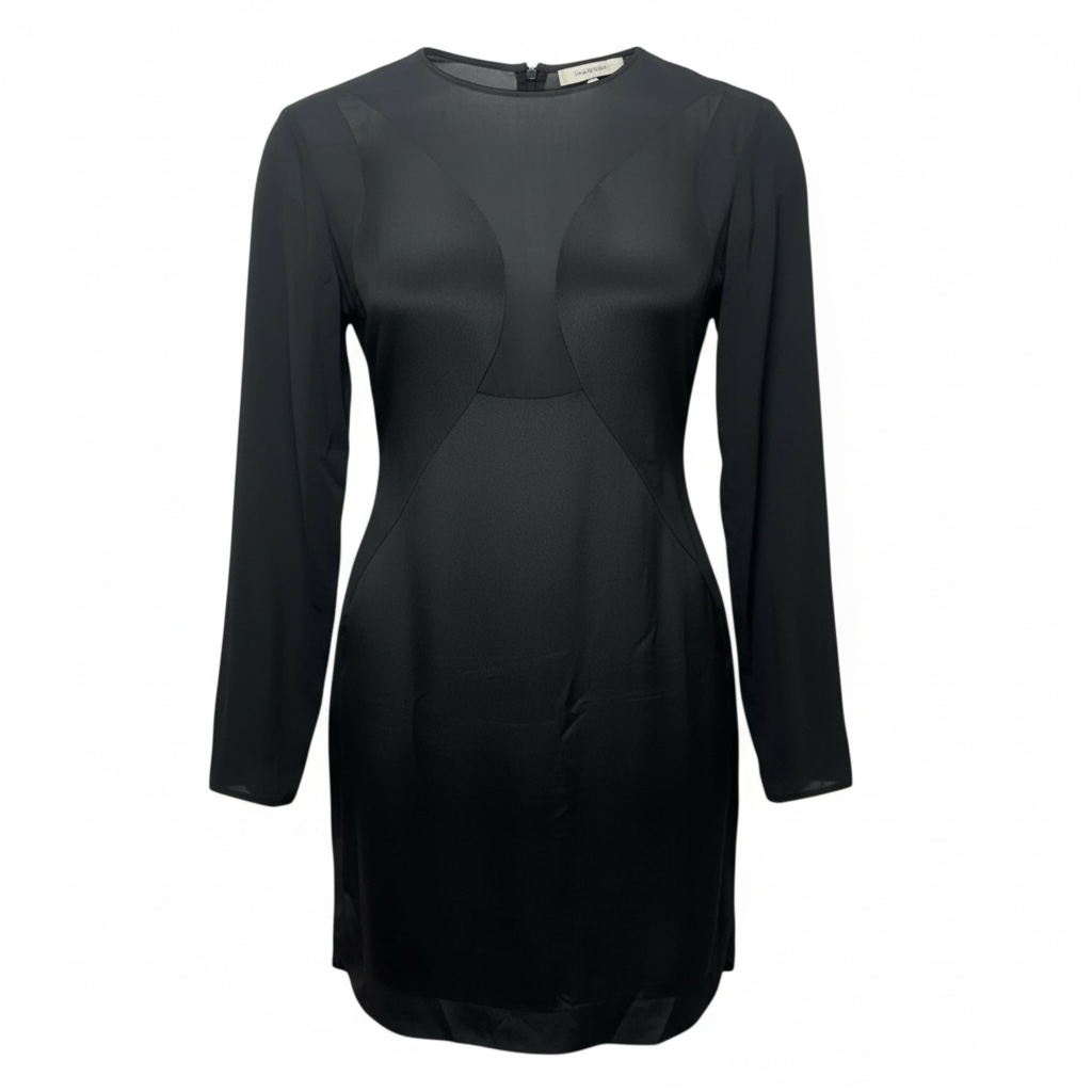 Wool & Silk Semi Sheer Dress Casual Short By Maiyet In Black, Size: 6 (EU 40)