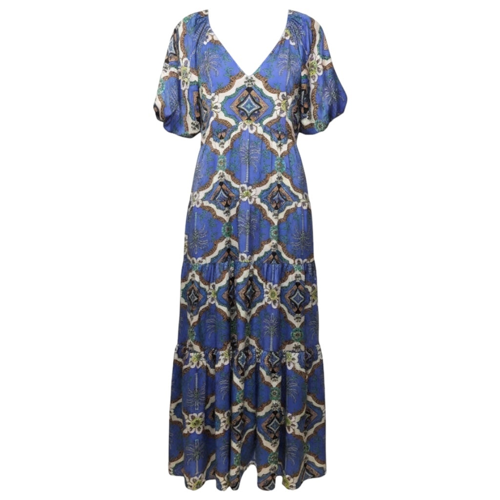 Printed Puff-Sleeve Maxi Dress By Vince Camuto In Animal Print, Size: 8