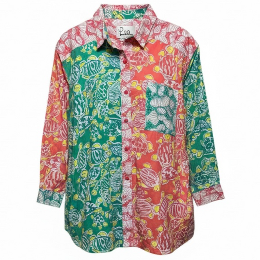 Vintage Tiger Lilly Button Down Shirt Designer By Lilly Pulitzer In Animal Print, Size: S