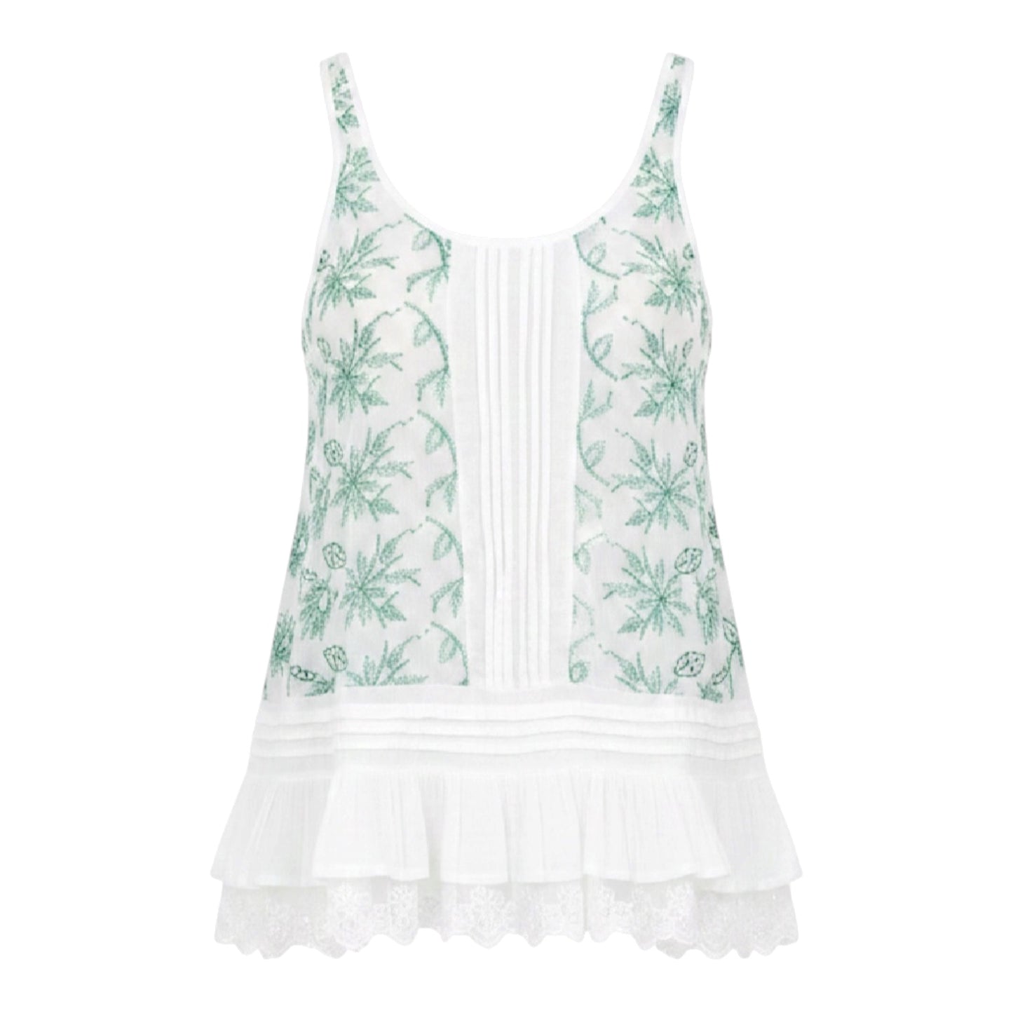 Top Sleeveless By Lilka In Green & White, Size: M