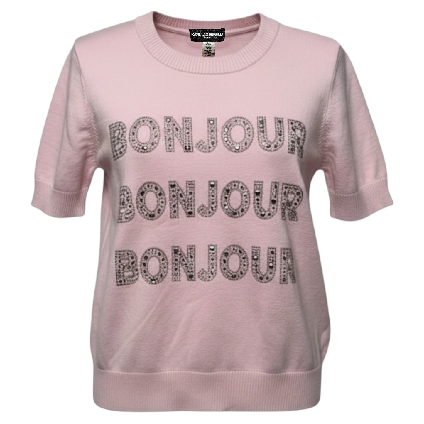 Bonjour Sweater Designer By Karl Lagerfeld In Pink, Size: L