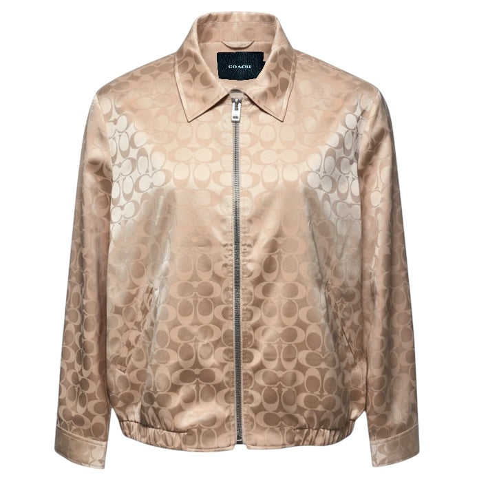 Tonal Signature Souvenir Jacket Designer By Coach In Peach, Size: L