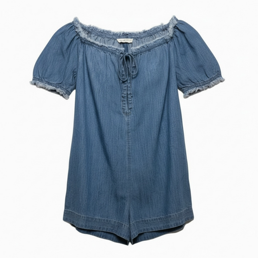 Daisy Denim Babydoll Romper By We The Free In Blue Denim, Size: S