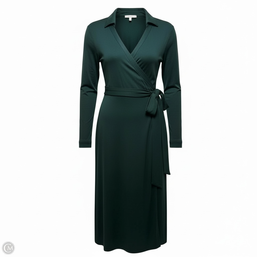 100% Silk Jersey Midi Wrap Dress By Quince In Green, Size: XL