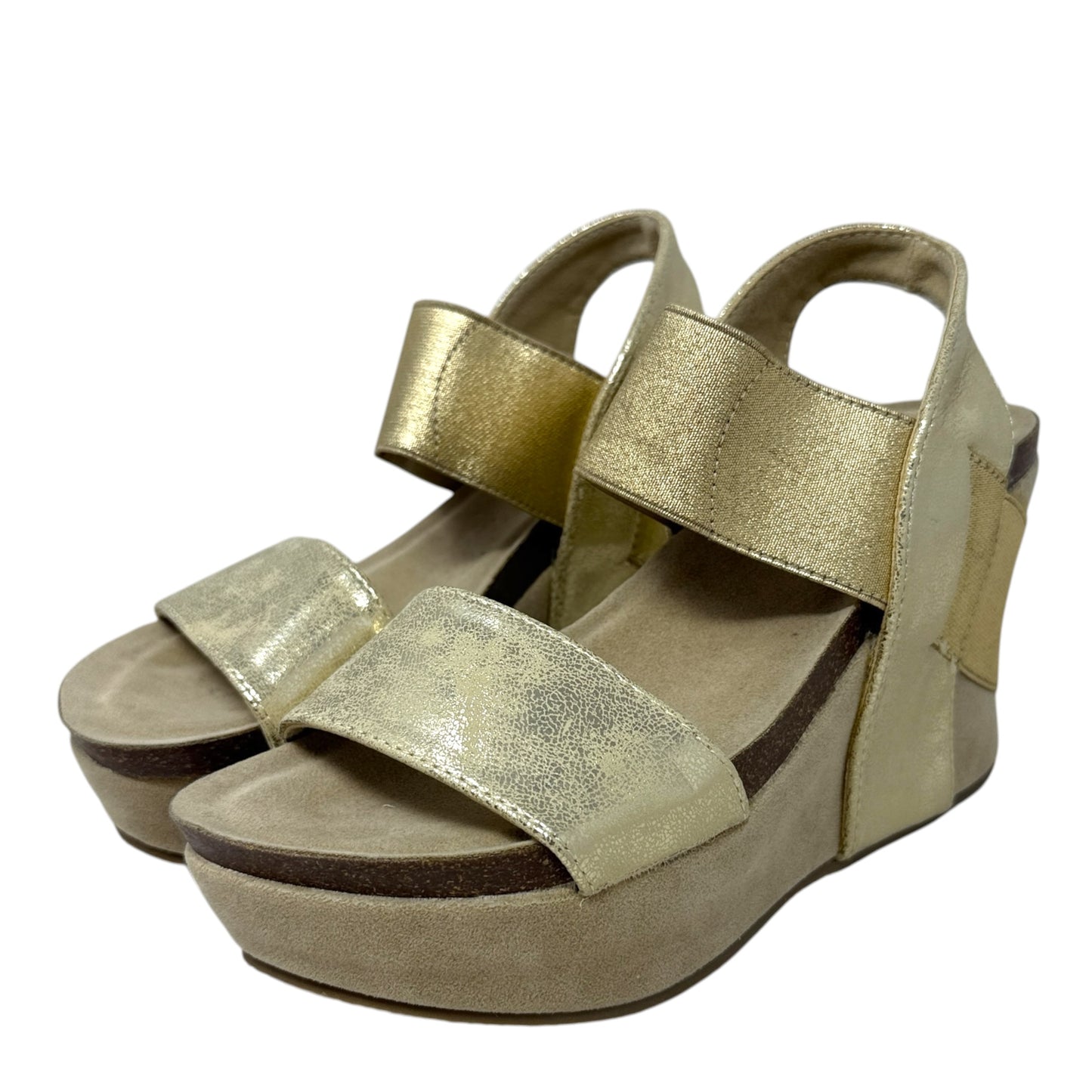 Truce Wedge Sandals By Nature Breeze In Gold, Size: 5.5