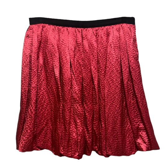 Silk Pleated Bubble Hem Mini Skirt Designer By Sandro In Red, Size: 2