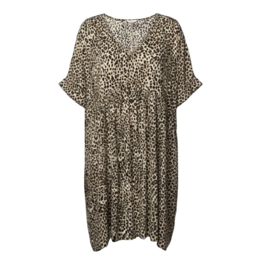 Babydoll Mini Dress By Chicsoul In Leopard Print, Size: XL