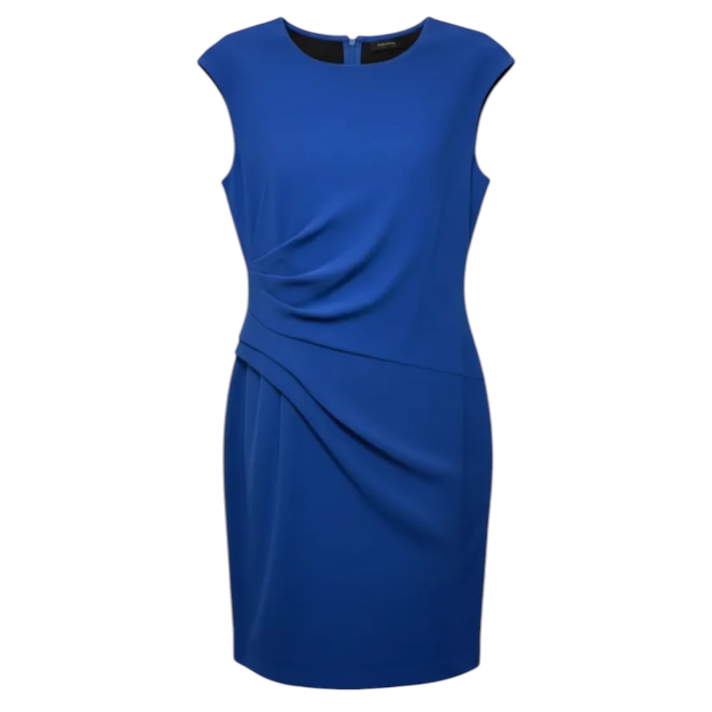 Ponte Drape Sheath Dress Designer By Lafayette 148 In Imperiale Blue, Size: 10
