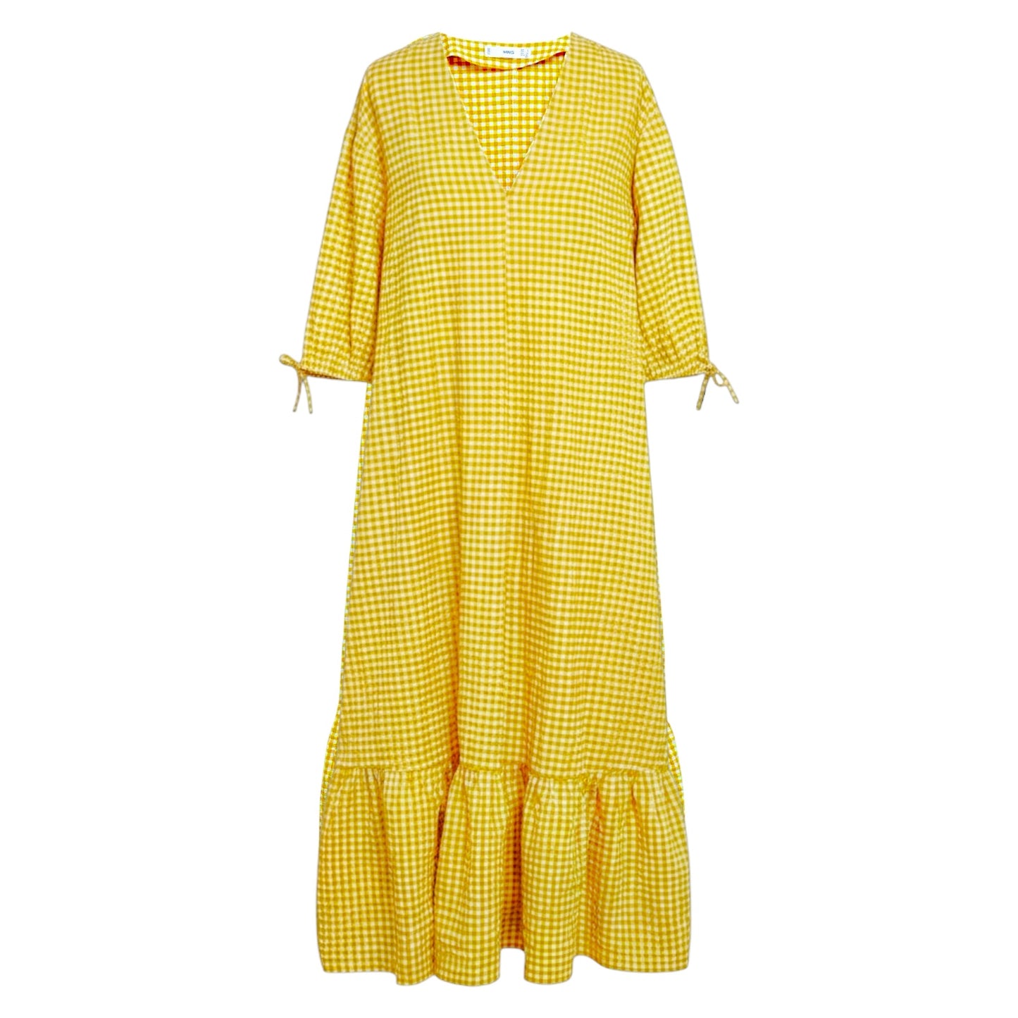 Gingham Check Cottoned Dress By MNG In Checkered Pattern, Size: 8